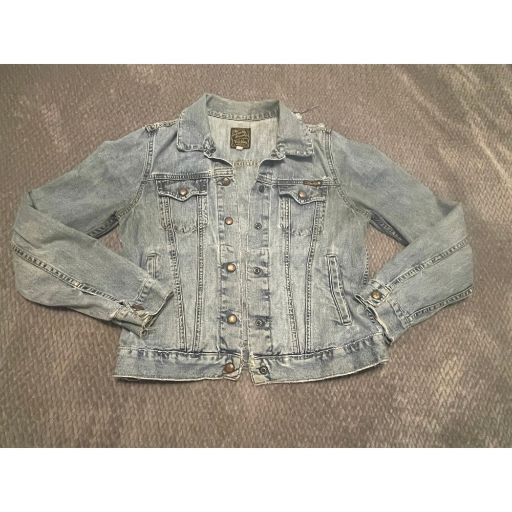 Womens Distressed Denim Jean Jacket by Lucky Brand -size M